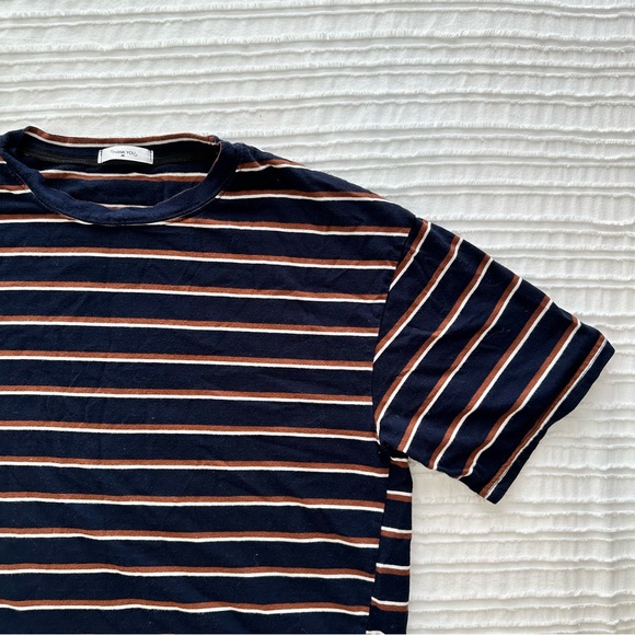 Boxy OversizedStriped Navy, Brown and White T-Shirt - Picture 9 of 14